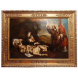 Anonymer Maler, dt. Schule des 18./19. Jh. "Mythologische, biblische Szene", Öl/Lw., 85 x 122 cm