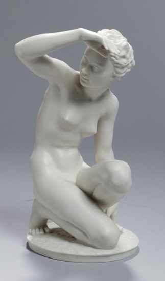 Bisquitporzellan-Figur, "Schauende", Lorenz Hutschenreuther, Kunstabteilung Selb, um 1955-68, Entw.: