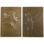 Bronze-Plakette, Rudolf Marschall, Wien 1873 - 1967 Wien, hochrechteckige, beidseitig dekorierte