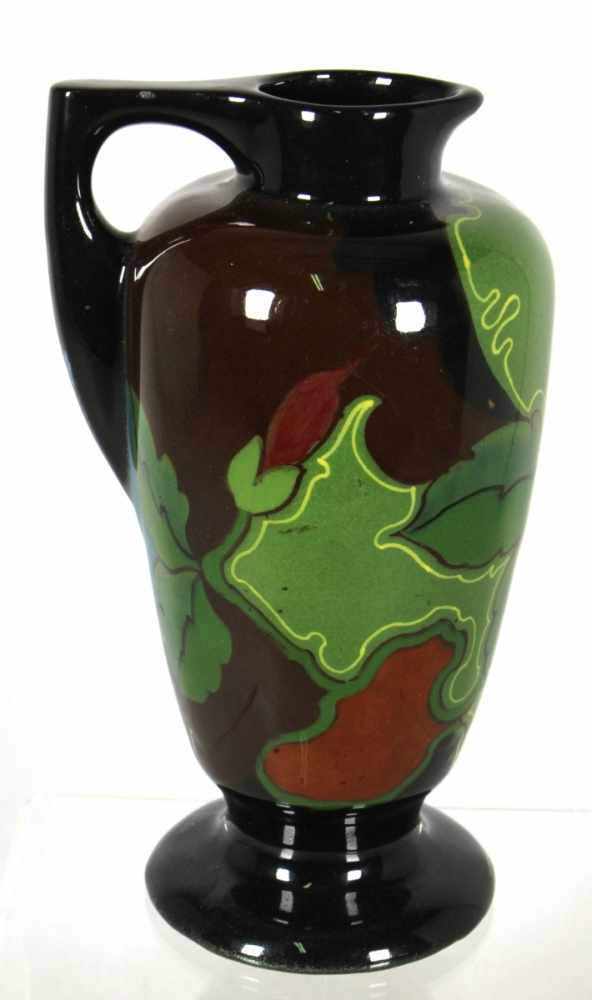 Keramik-Henkelvase, Plateelbakkerij Zuid-Holland, E. Estié & Co., Gouda, um 1915, über gewölbt - Image 2 of 3