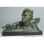 Bronze-Plastik, "Arbeit besiegt alles", Ouline, Alexandre, französischer Bildhauer, erwähnt 1918 -