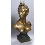 Bronze-Büste, "Diana", Houdon, Jean-Antoine, französischer Bildhauer 1741 - 1828, vollplastische,
