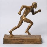 Bronze-Plastik, "Läufer", zeitgenössischer, monogrammierender Bildhauer MI, leicht abstrakte