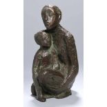 Bronze-Plastik, "Mutter mit Kind", anonymer Bildhauer in der Art von Gerhard Marcks, vollplastische,