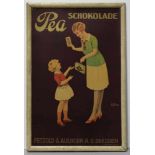 Plakat, "Pea Schokolade", um 1930, hochrechteckige Form, polychromer Offsetdruck mit Mutter und Kind