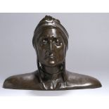 Bronze-Büste, "Dante", anonymer Bildhauer um 1900, vollplastische, naturalistische Darstellung,