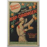 Plakat, "Kap-Orangen", um 1925, hochrechteckige Form, polychrome Lithographie mit Dame mit Tablett