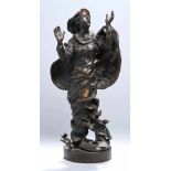 Bronze-Plastik, "Expressive Frauendarstellung", bez. Paris, wohl franz. Bildhauer 1. Hälfte 20. Jh.,