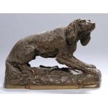 Bronze-Tierplastik, "Setter", Brochon, A., wohl franz. Bildhauer um 1900, auf gewölbtem,