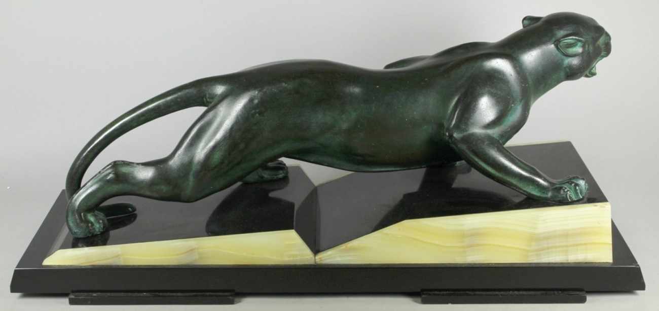 Weißbronze-Tierplastik, "Panther", Debe, Guy, französischer Bildhauer 1. Hälfte 20. Jh., - Image 2 of 3