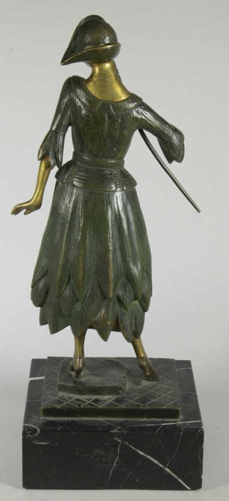 Art Déco Bronze-Plastik, "Frau in Kostüm", Granger, Geneviève, franz. Bildhauerin, Toulle 1877 - - Image 2 of 3