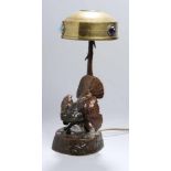 Bronze-Tischlampe, "Birkhahn", Tereszczuk, Peter, Wien 1875 - 1963, vollplastische,