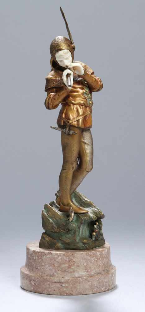 Bronze-Plastik, "Rattenfänger von Hameln", Barillot, Eugene, französischer Bildhauer 1841 - 1900,