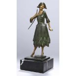 Art Déco Bronze-Plastik, "Frau in Kostüm", Granger, Geneviève, franz. Bildhauerin, Toulle 1877 -