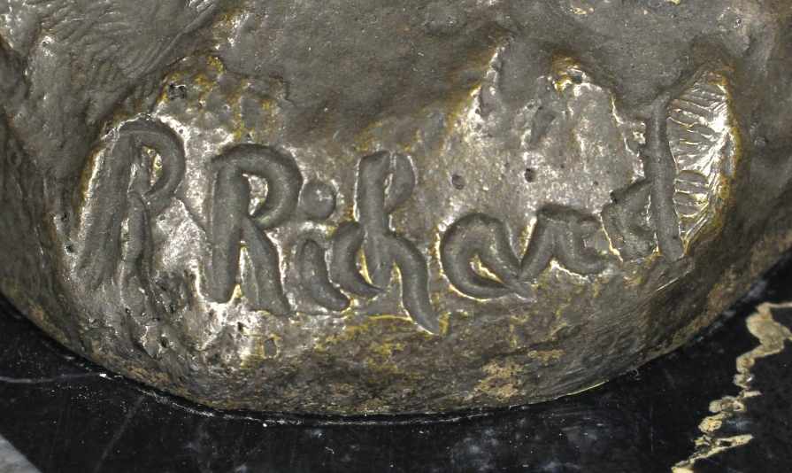 Ein Paar Bronze-Buchstützen, "Adler", Richard, R., wohl dt. Bildhauer 1. Hälfte 20. Jh., - Image 3 of 3