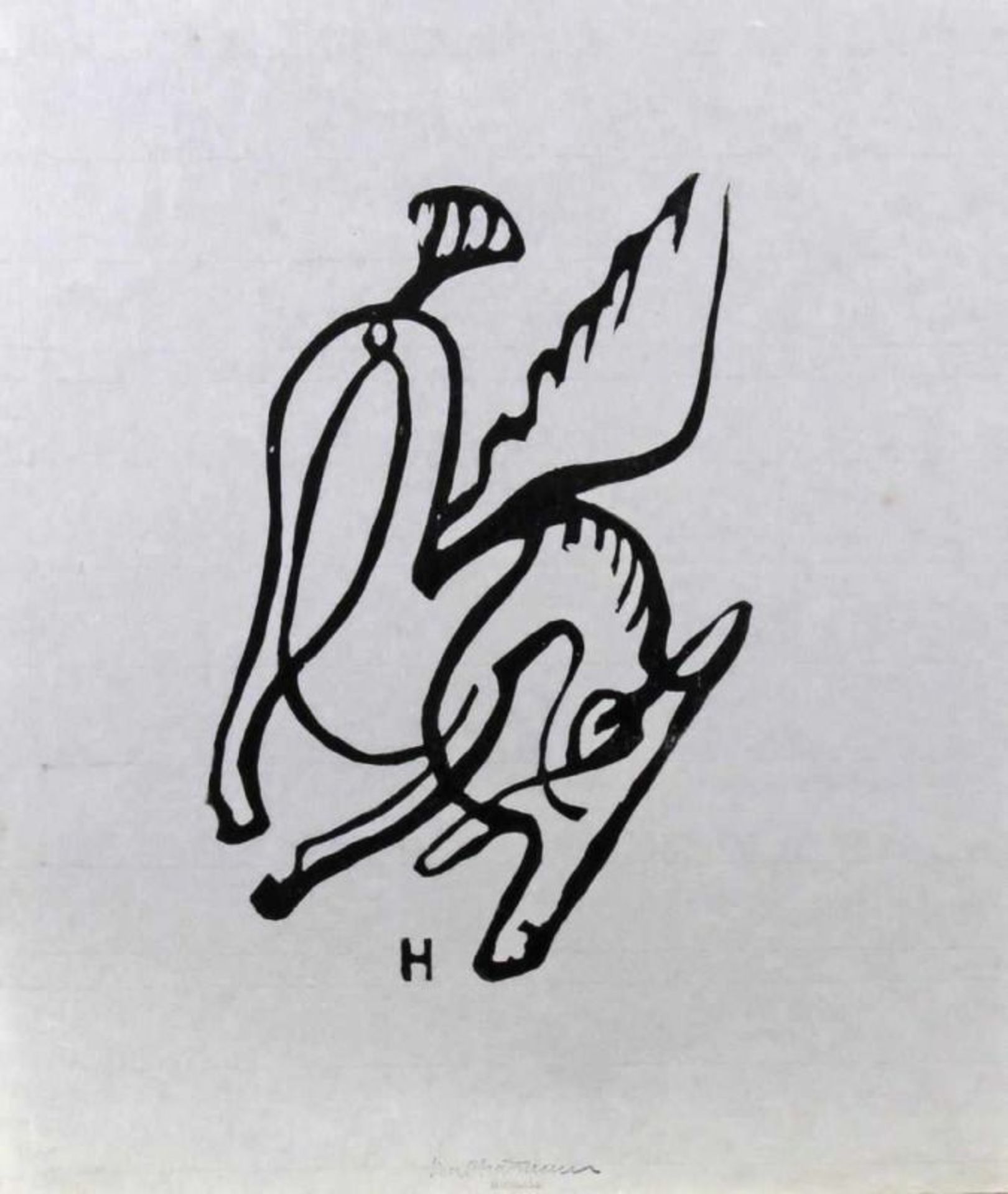 Hausmann, Raoul (1886 Wien - 1971 Limoges, Grafiker), Holzschnitt, "Ohne Titel" (Pferd),
