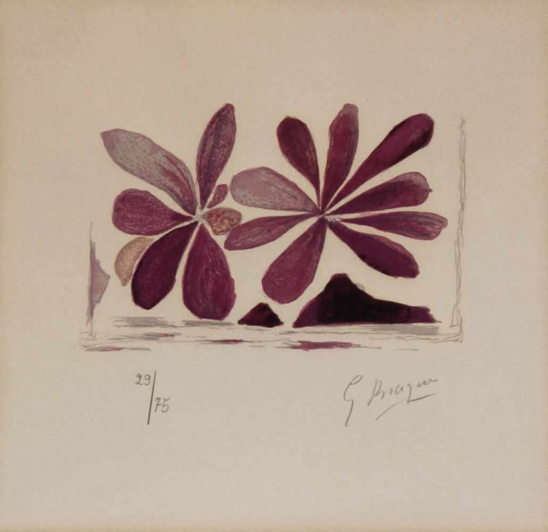 Braque, Georges (1881 Argenteuil - 1963 Paris), Farblithografie, "Fleurs de l'air", aus "Lettera