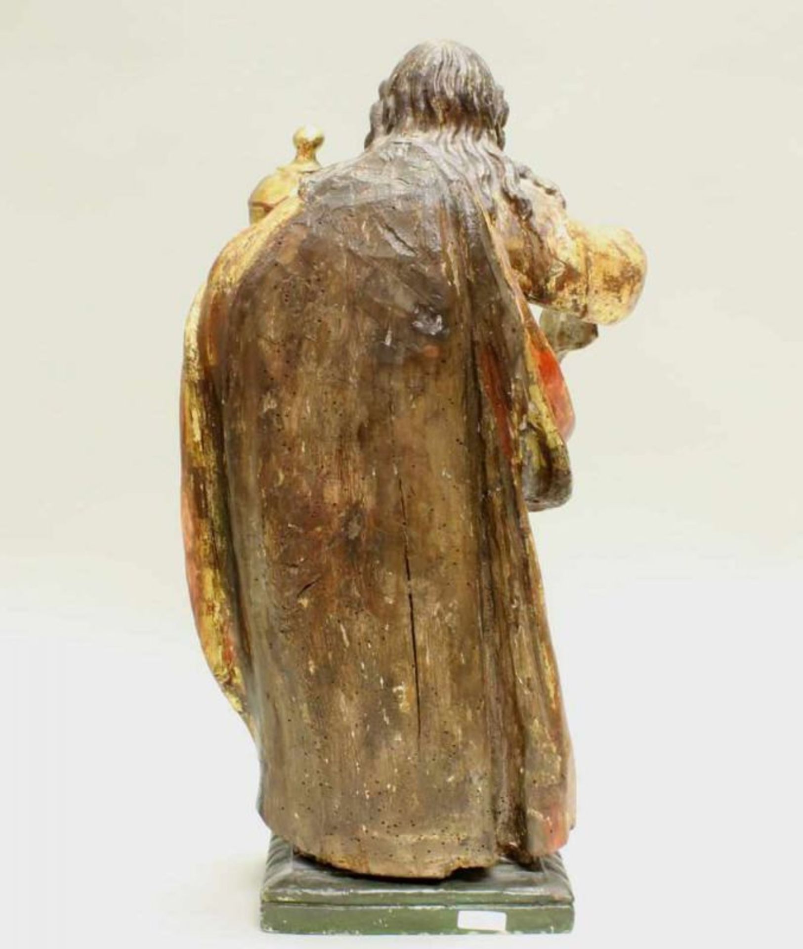 Skulptur, Holz, gefasst, "Maria Magdalena", Spanien, 17. Jh., 57 cm hoch, mit Teilen der - Image 4 of 5