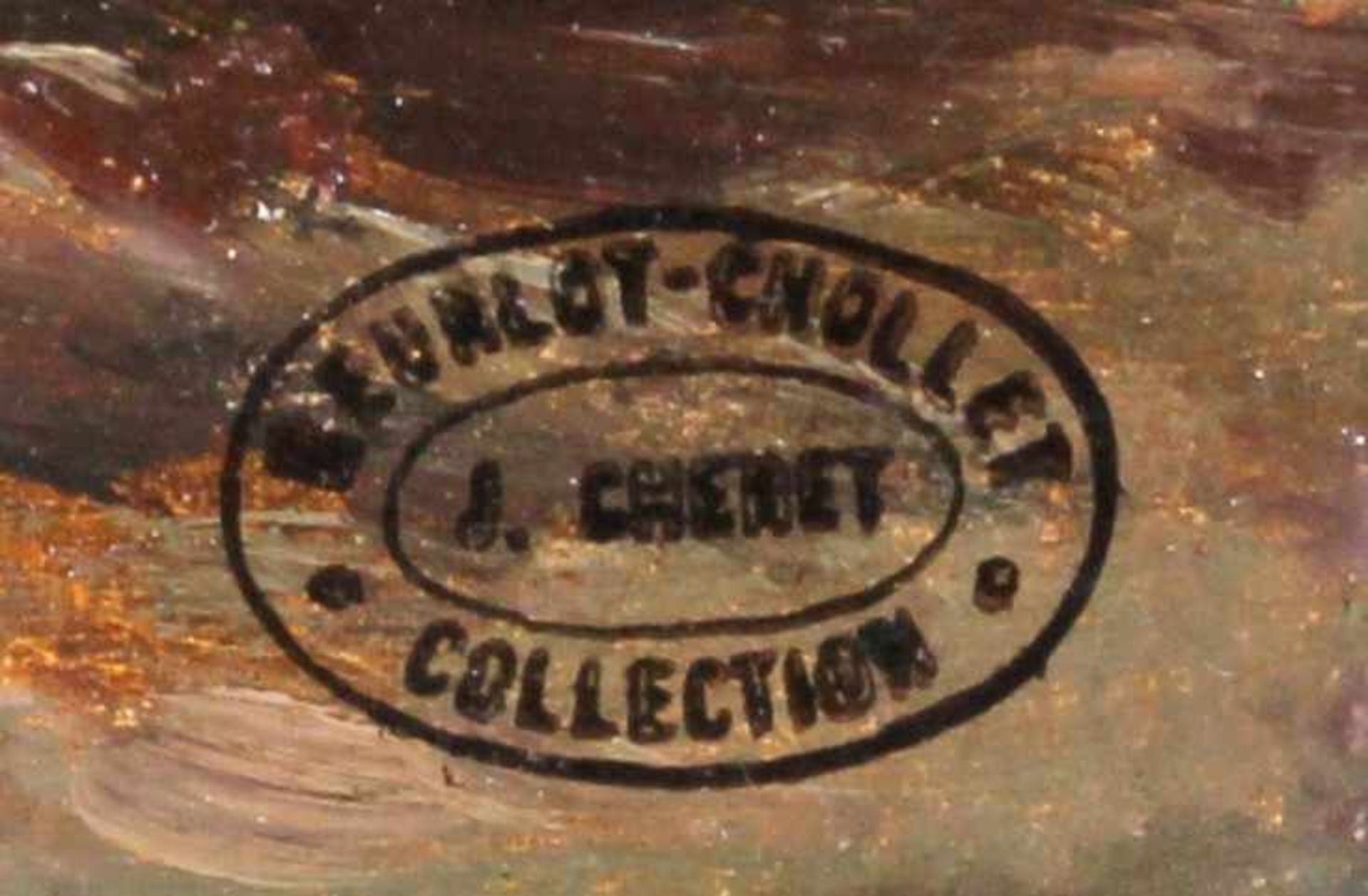 Französischer Maler (2. Hälfte 19. Jh.), "Baumbestandenes Flussufer", Öl auf Papier, auf Holz, unten - Image 2 of 3