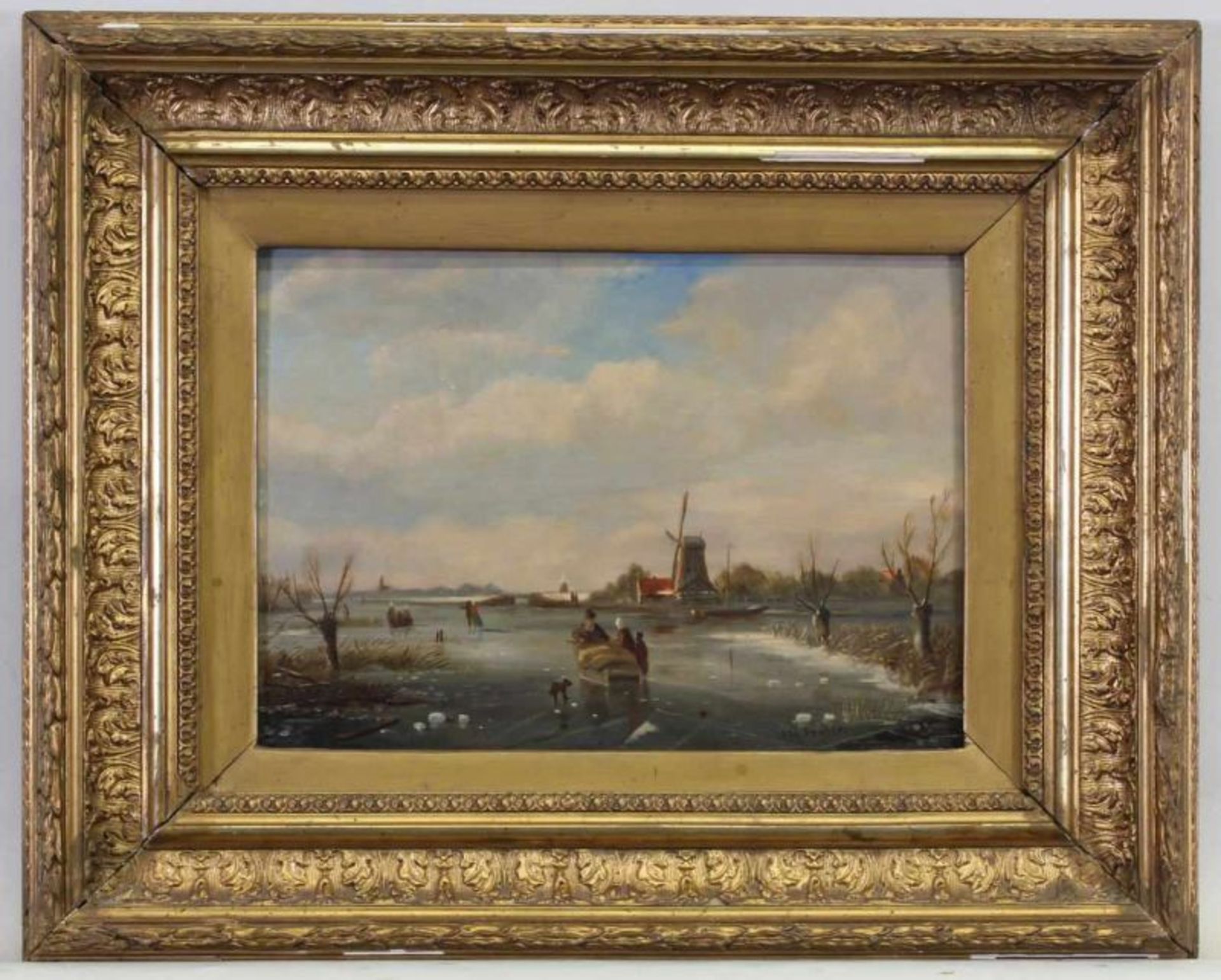 Spohler, Jan Jacob Coenraad (Amsterdam 1837 - 1923), wohl, "Winterlandschaft", Öl auf Holz, signiert - Image 2 of 4