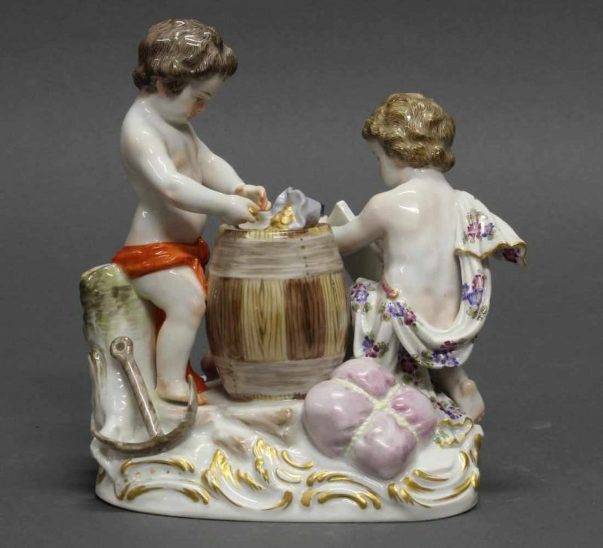 Porzellangruppe, "Allegorie - Der Handel", Meissen, Schwertermarke, 1924-1934, 1. Wahl, Modellnummer - Image 2 of 3