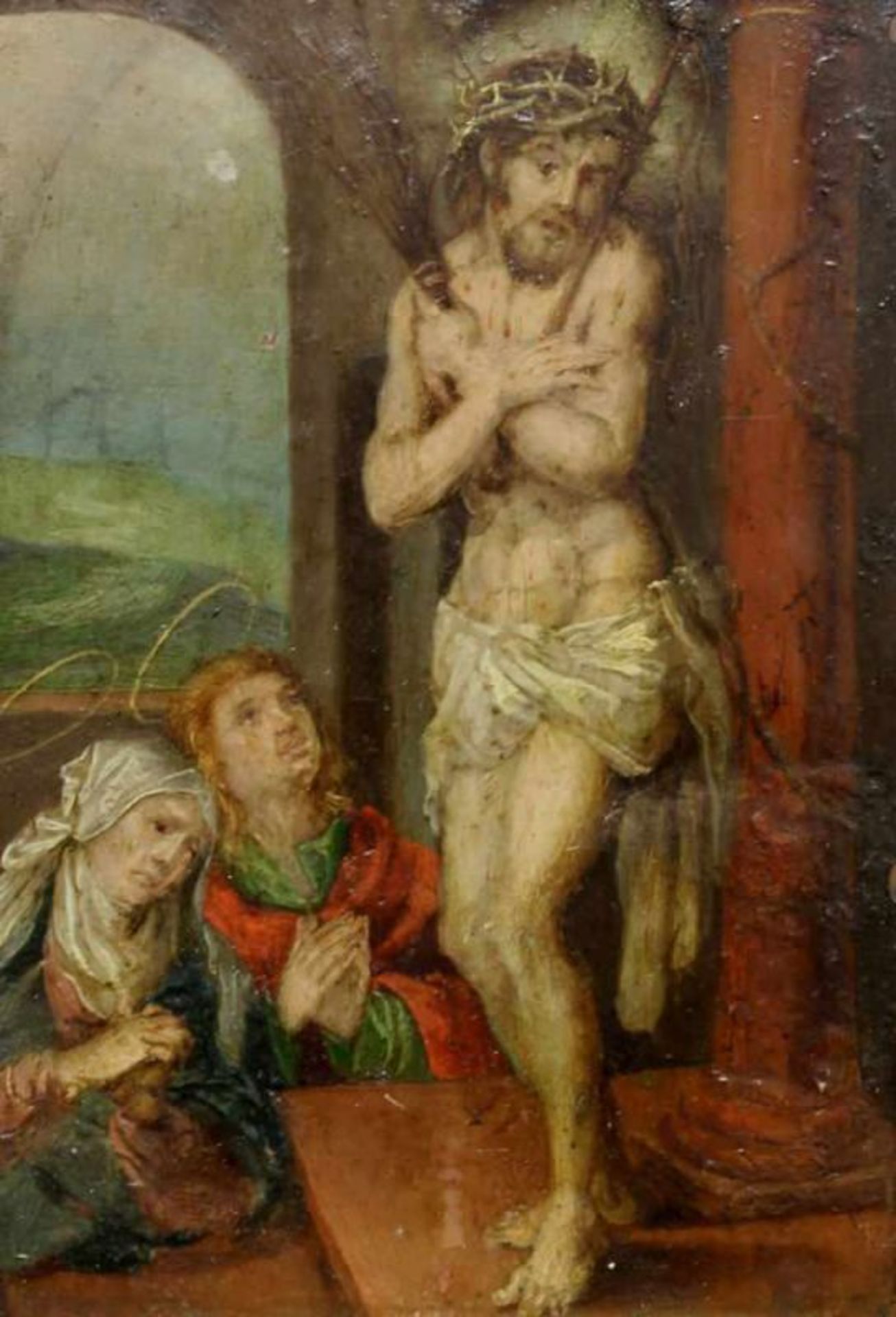 Flämischer Meister (frühes 17. Jh.), "Ecco homo", Öl auf Kupfer, 12 x 8 cm 20.00 % buyer's premium