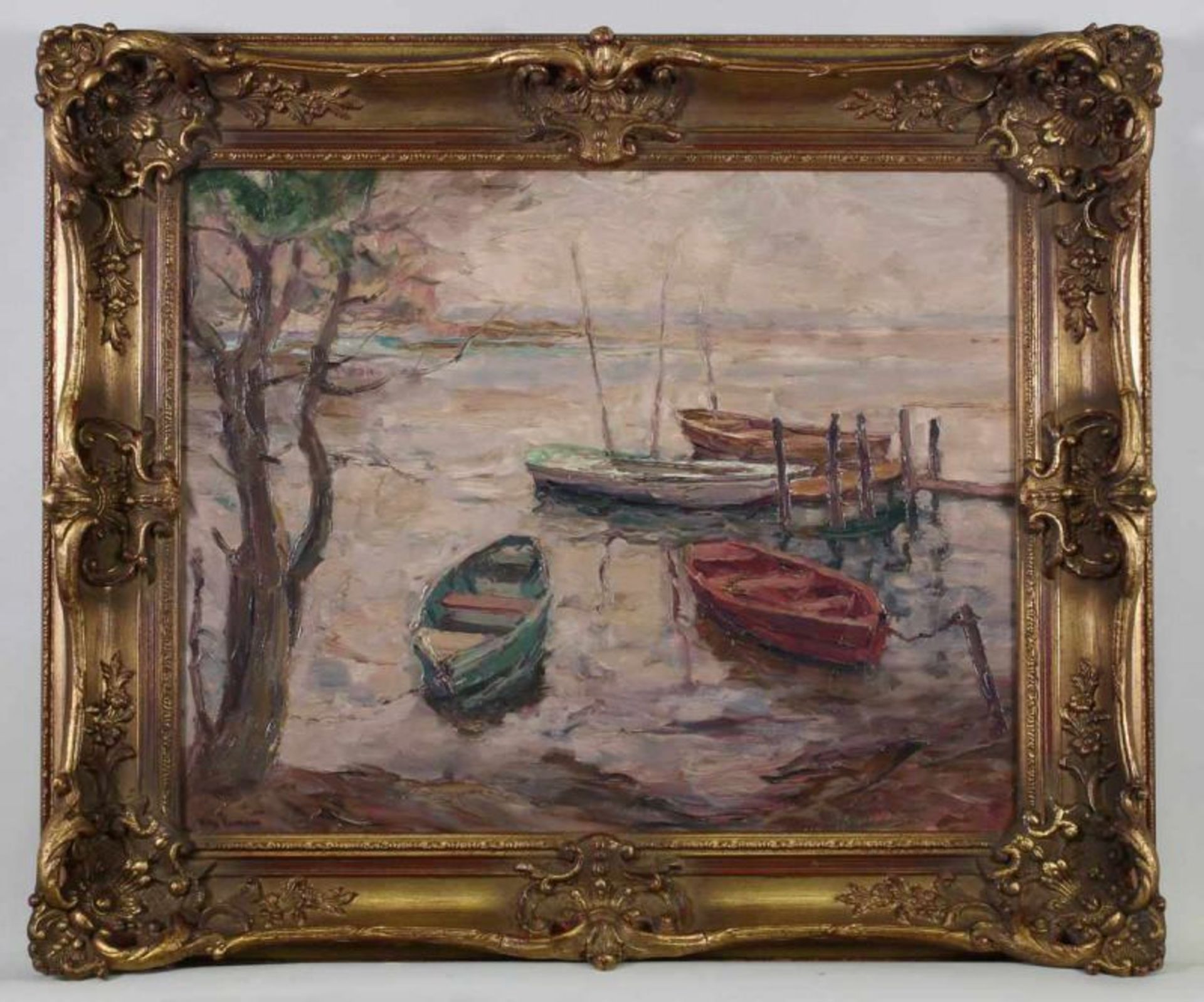 Herrmann, Willy (1895 Spandau - 1963 Gatow, deutscher Maler und Radierer), "Ruhende Boote auf der - Image 2 of 3
