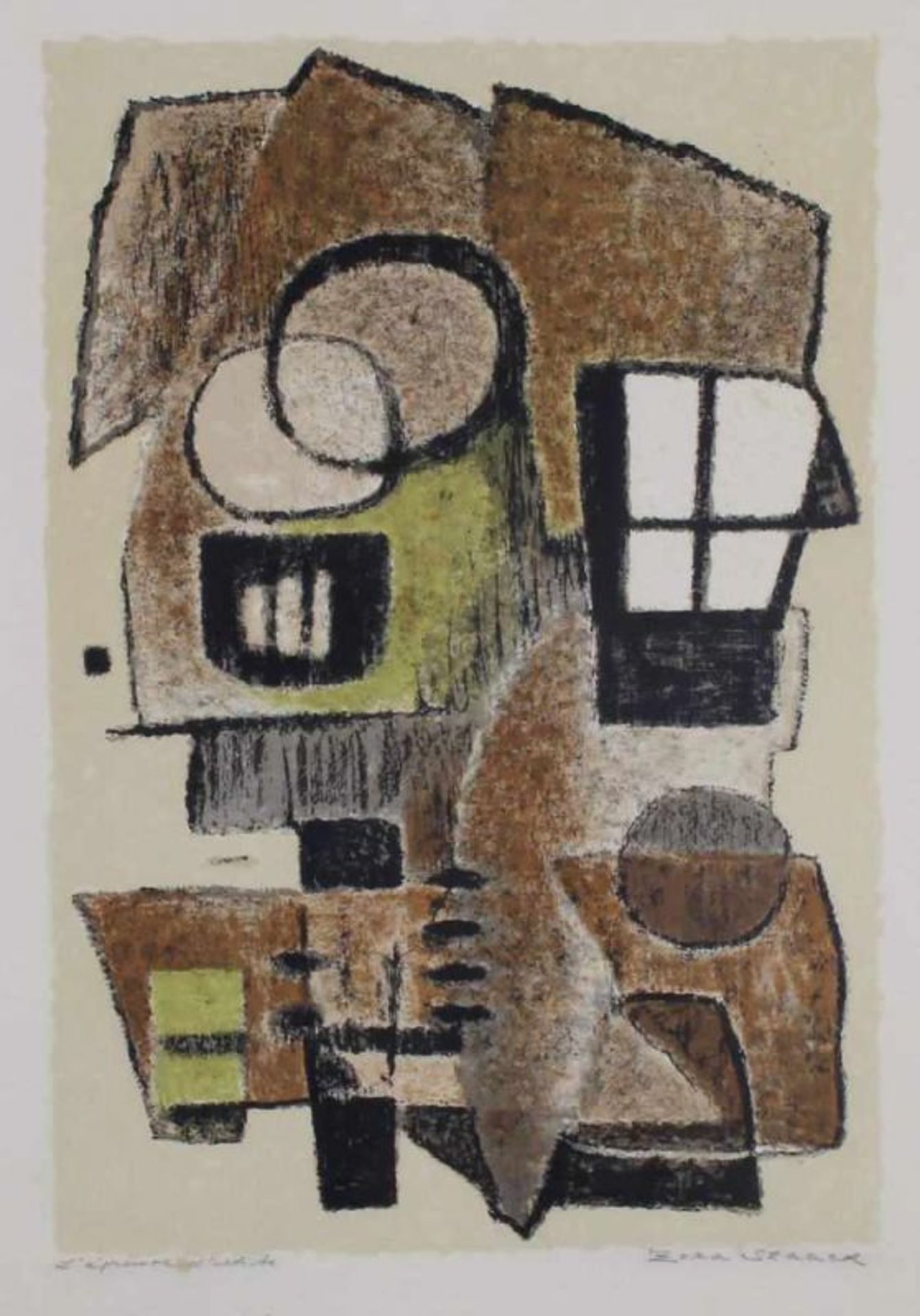 Staack, Zora (1910 - 2001, jugoslawische Malerin und Grafikerin), Farblithografie, "Ohne Titel",