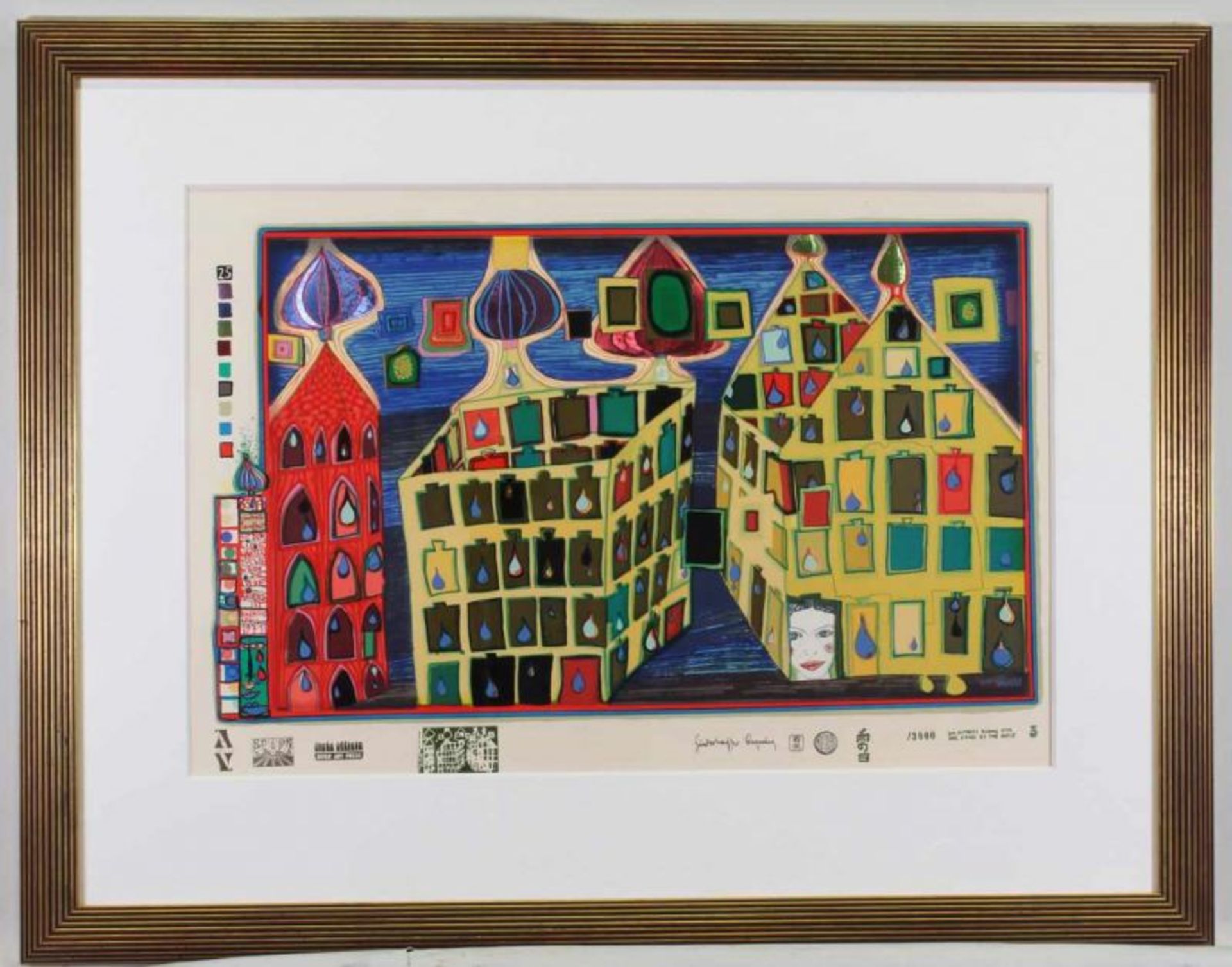 Hundertwasser, Friedensreich (1928 Wien - 2000), Farbserigrafie, mit Metallprägung, "It hurts to - Image 2 of 2