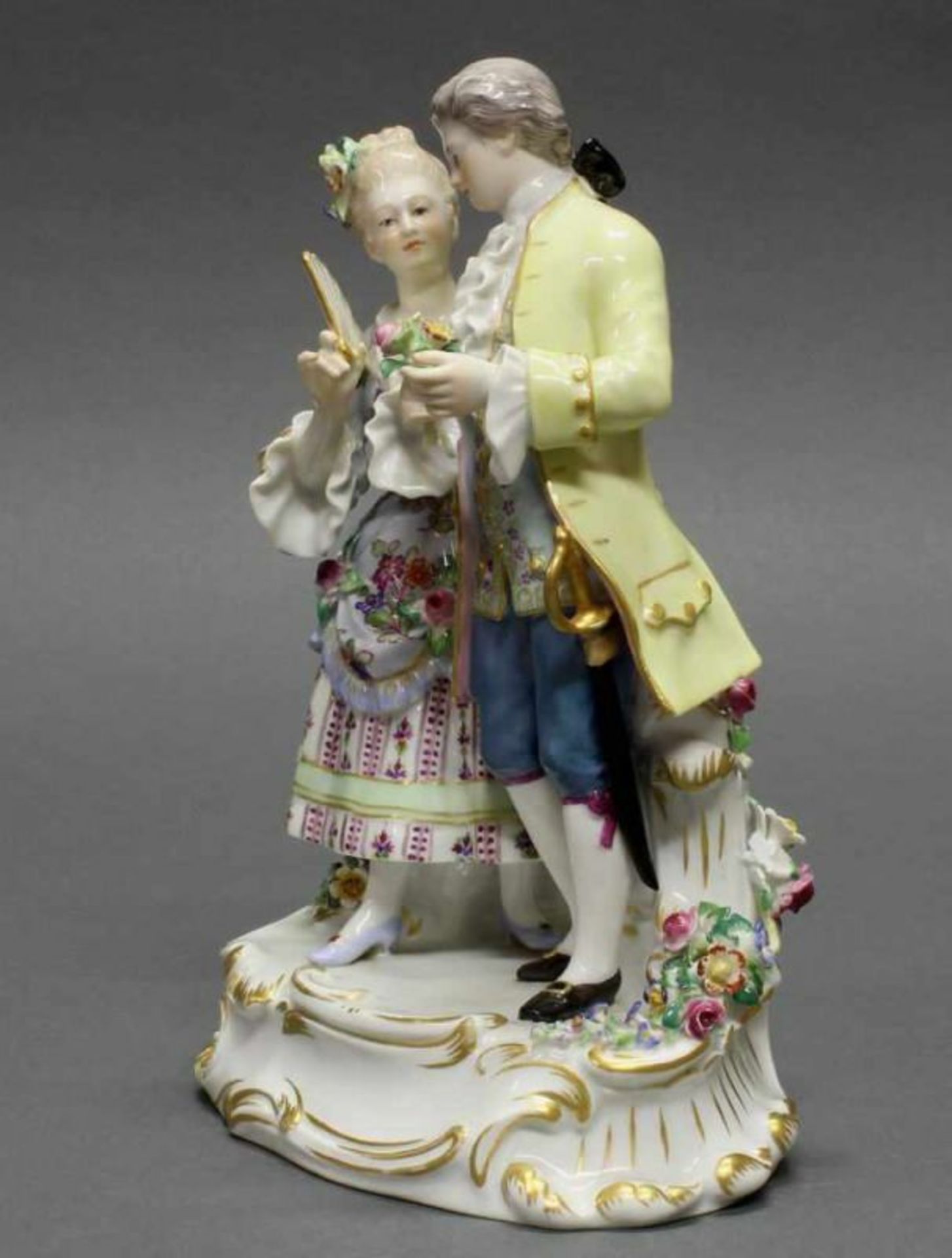 Porzellangruppe, "Paar, Arm in Arm", Meissen, Schwertermarke, 1850-1924, 1. Wahl, Modellnummer O - Image 2 of 4