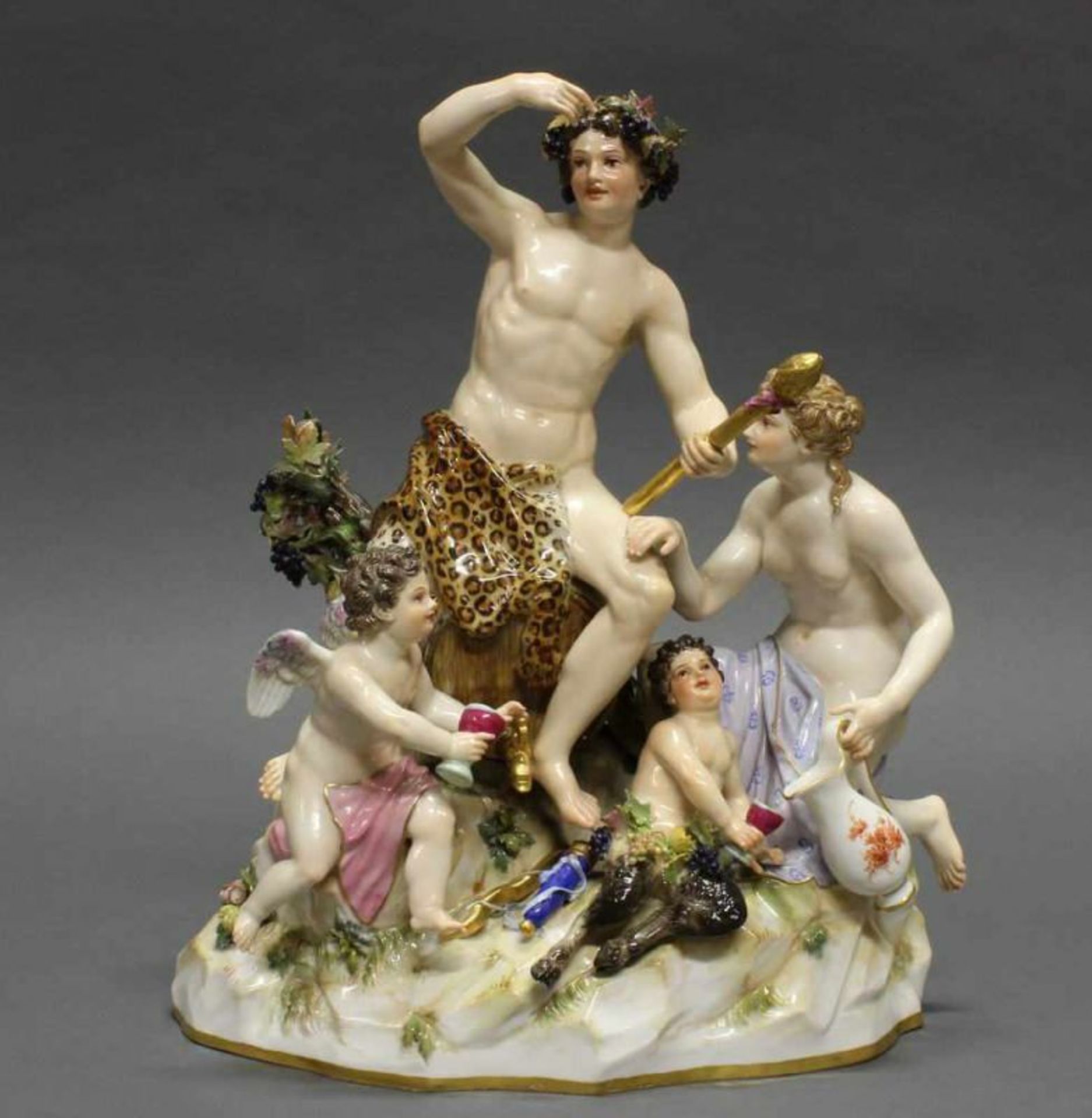 Porzellangruppe, "Bacchantengruppe", Meissen, Schwertermarke, 1850-1924, 2. Wahl, Modellnummer C