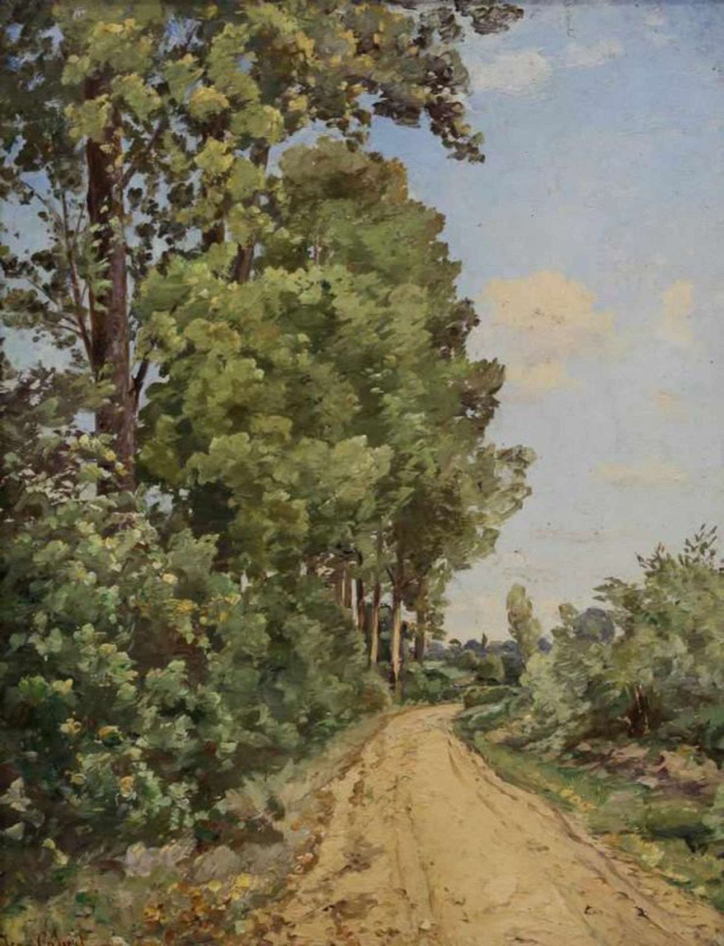 Cabrit , Jean (Bordeaux um 1845 - 1907, Schüler von L.A. Auguin in Bordeaux), "Weg am Waldrand",