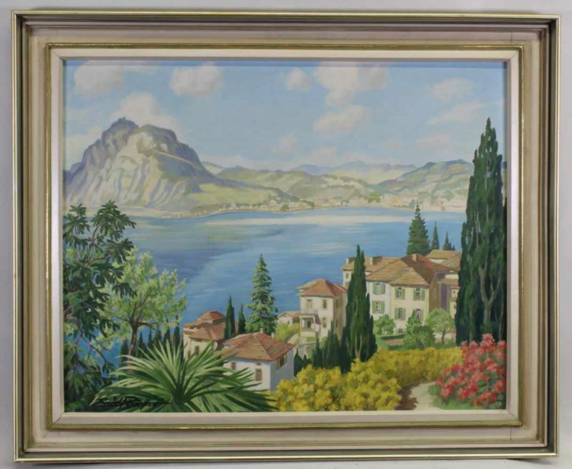 Richter, Rudolf (20. Jh.), "Castagnola am Luganer See", Öl auf Hartfaser, signiert unten links - Image 2 of 4