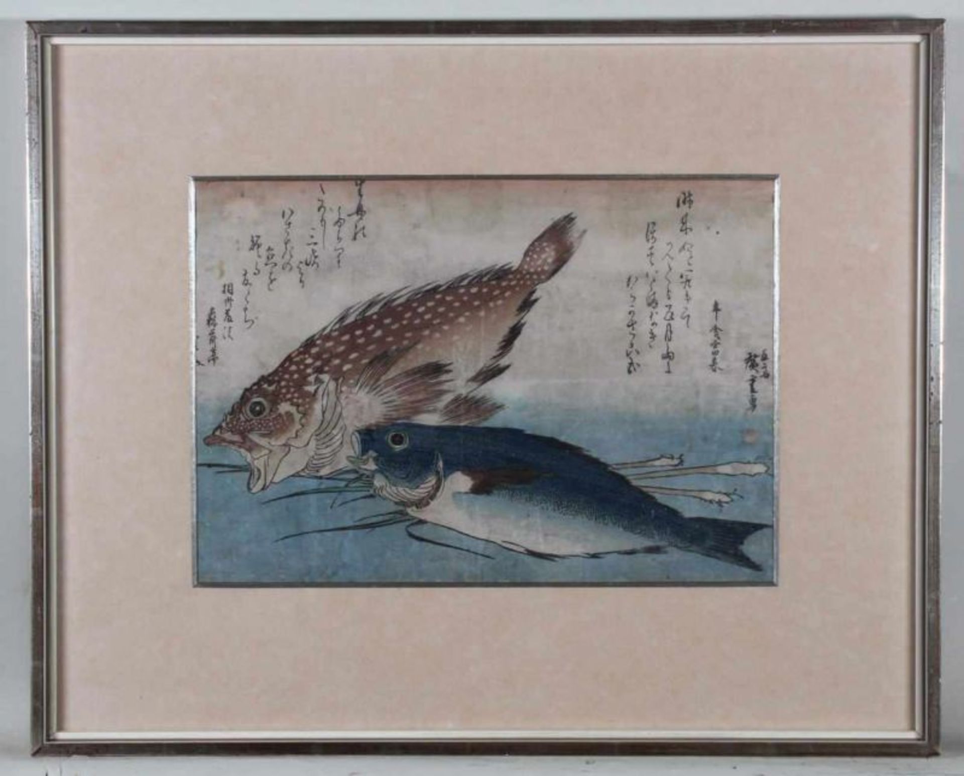 Farbholzschnitt, "Isaki und Kasago Fisch", Japan, 19. Jh., Utagawa Hiroshige (1797-1858), aus der - Image 2 of 4