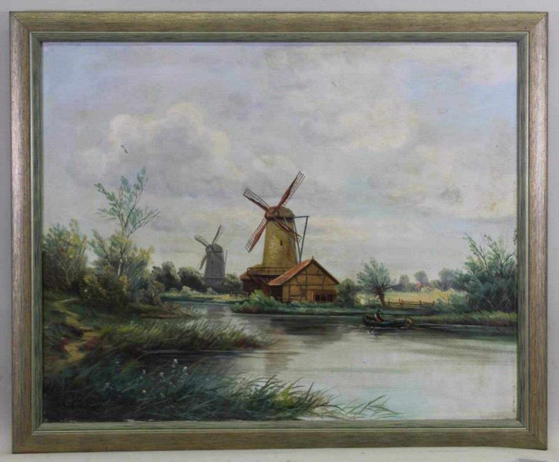 Heydendahl, ?.A. (20. Jh.), "Windmühlen in Niederrheinlandschaft", Öl auf Leinwand, signiert unten - Image 2 of 4