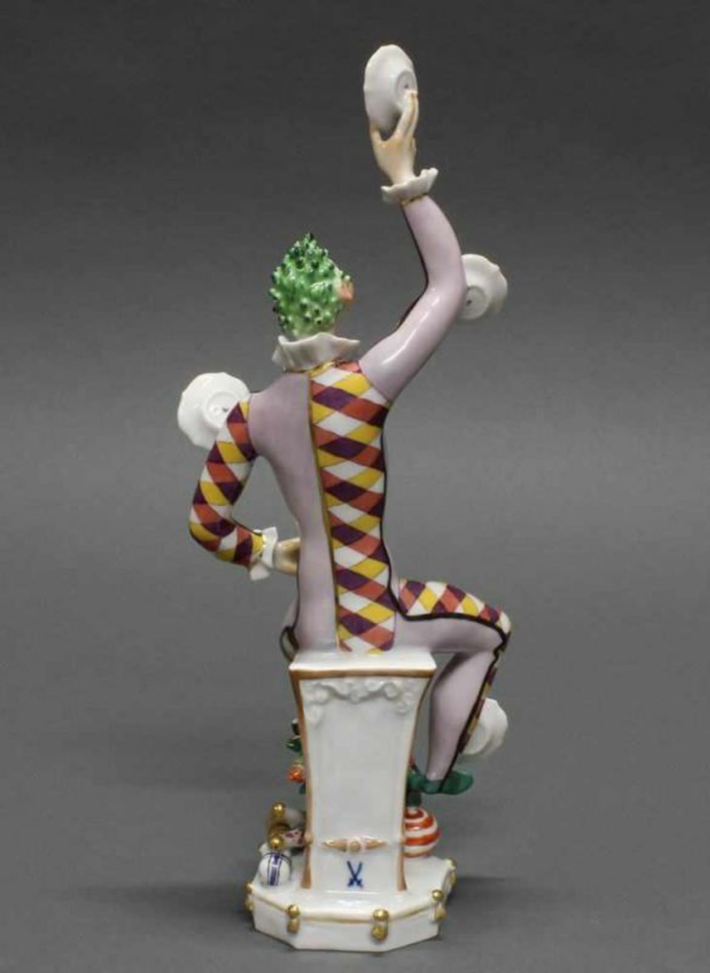 Porzellanfigur, "Harlekin als Jongleur", Meissen, Schwertermarke, 1. Wahl, Modellnummer 60460, - Image 3 of 4