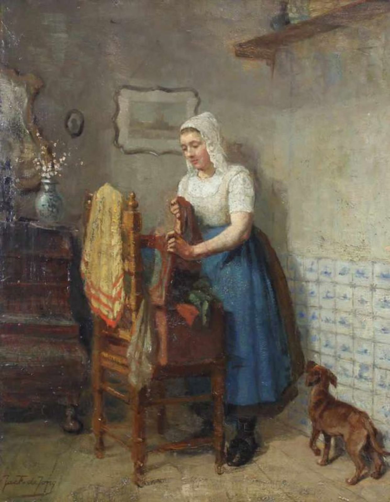 Jong, Jacobus Frederik Sterre de (1866 Niederlande - 1920, Genremaler), "Junge Holländerin in der