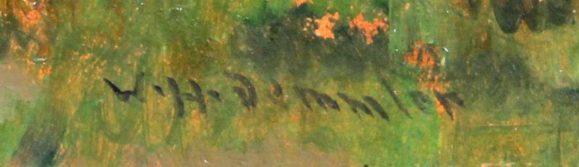 Demmler, Willy Hugo (1887 - 1954), "Schiff am Niederrhein", Öl auf Pappe, signiert unten rechts W.H. - Image 3 of 3