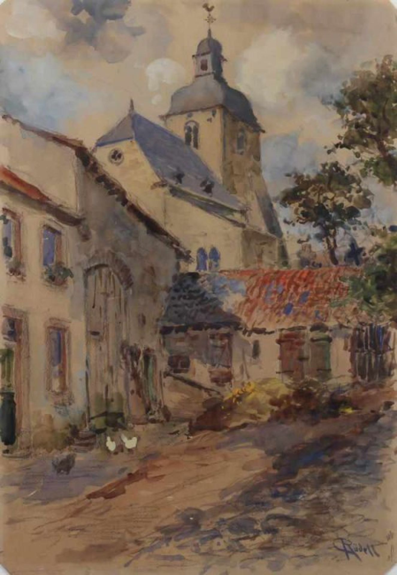 Rüdell, Carl (1855 Trier - 1939 Köln, beliebter Aquarellmaler und Architekt in Köln), "St.