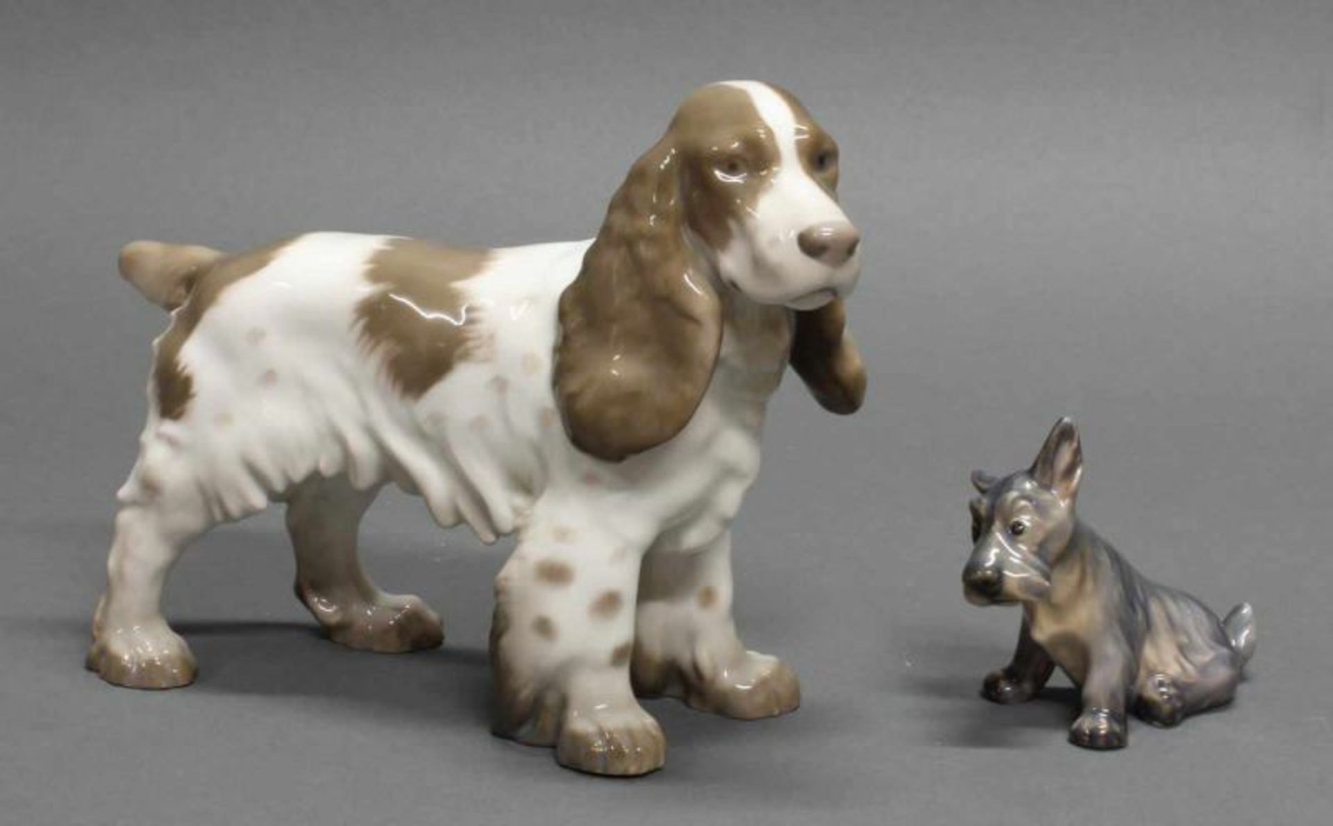 Porzellanfigur, "Cocker Spaniel", Bing & Gröndahl, Modellnummer 2095, polychrom, 15.5 cm hoch;