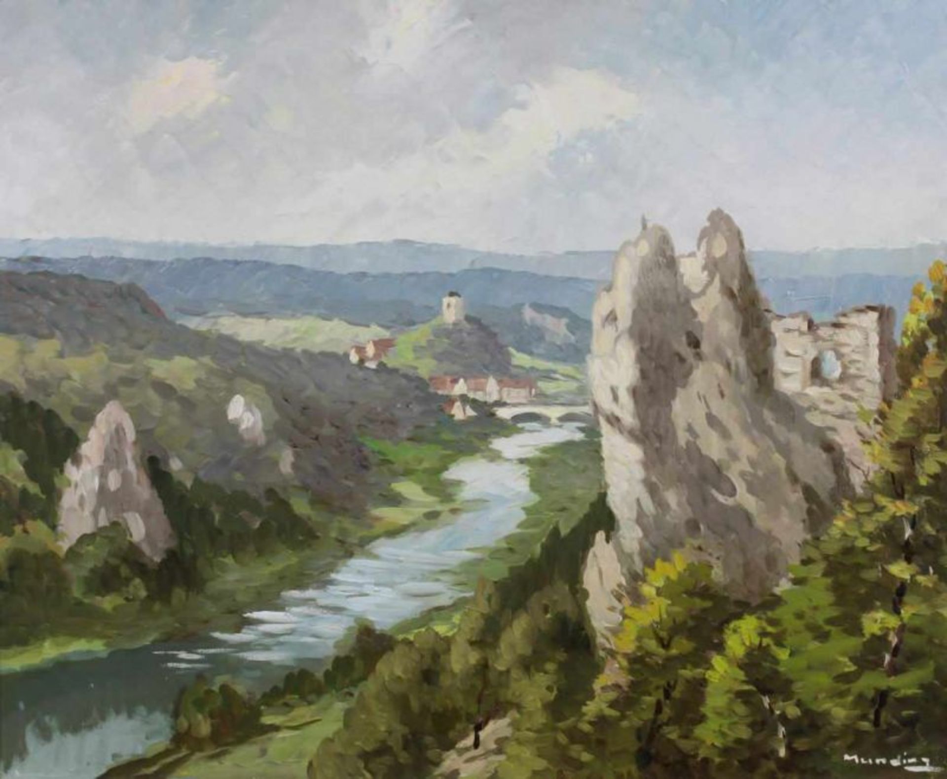 Munding, Anton (1903 Günzkofen - 1976 Oberndorf, Landschafts- und Stadtvedutenmaler), "Donautal