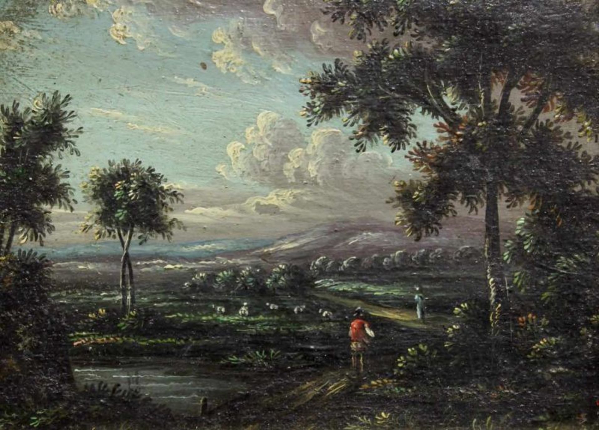 Flämisch bzw. Niederländisch (wohl 17. Jh.), 2 kleine Gemälde, "Landschaften", Öl auf Holz bzw. - Image 3 of 7