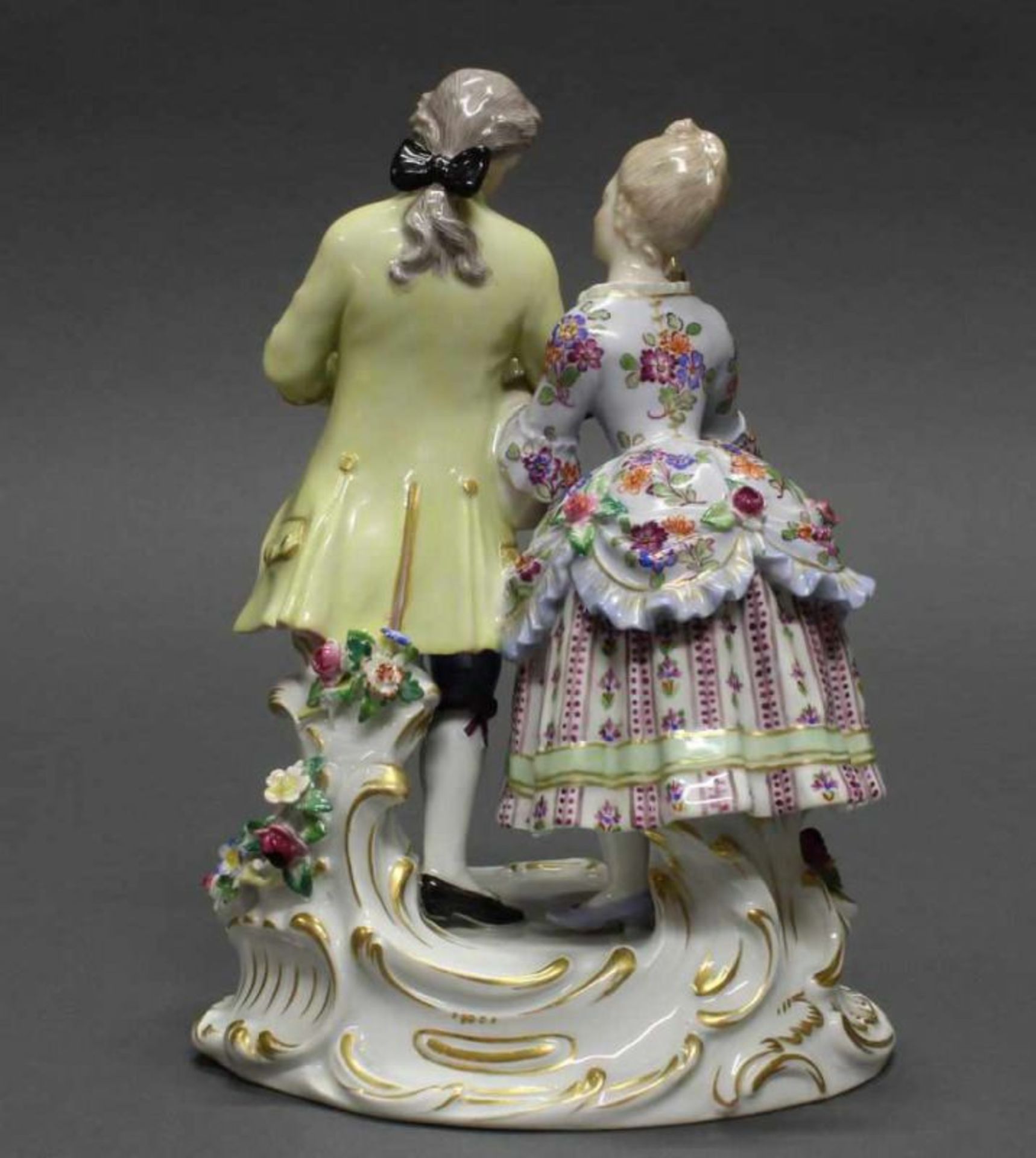 Porzellangruppe, "Paar, Arm in Arm", Meissen, Schwertermarke, 1850-1924, 1. Wahl, Modellnummer O - Image 3 of 4