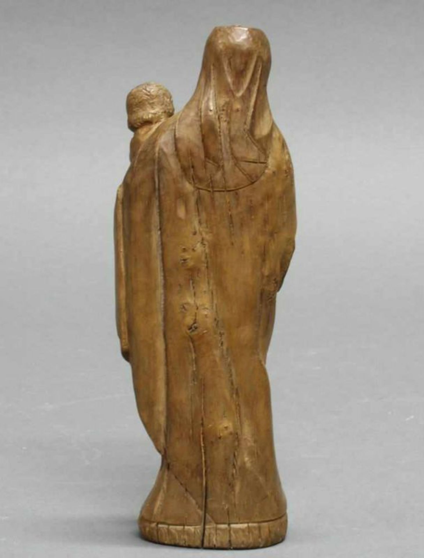 Skulptur, Holz geschnitzt, "Madonna mit Kind", deutsch, 17./18. Jh., 14 cm hoch, mehrfach - Image 3 of 3