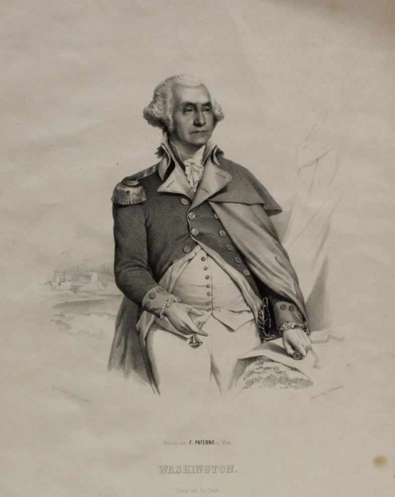 Lithografie, "Porträt George Washington", R. Hoffmann, nach Stuart, um 1850, 39 x 31 cm (P.a.), o.R.