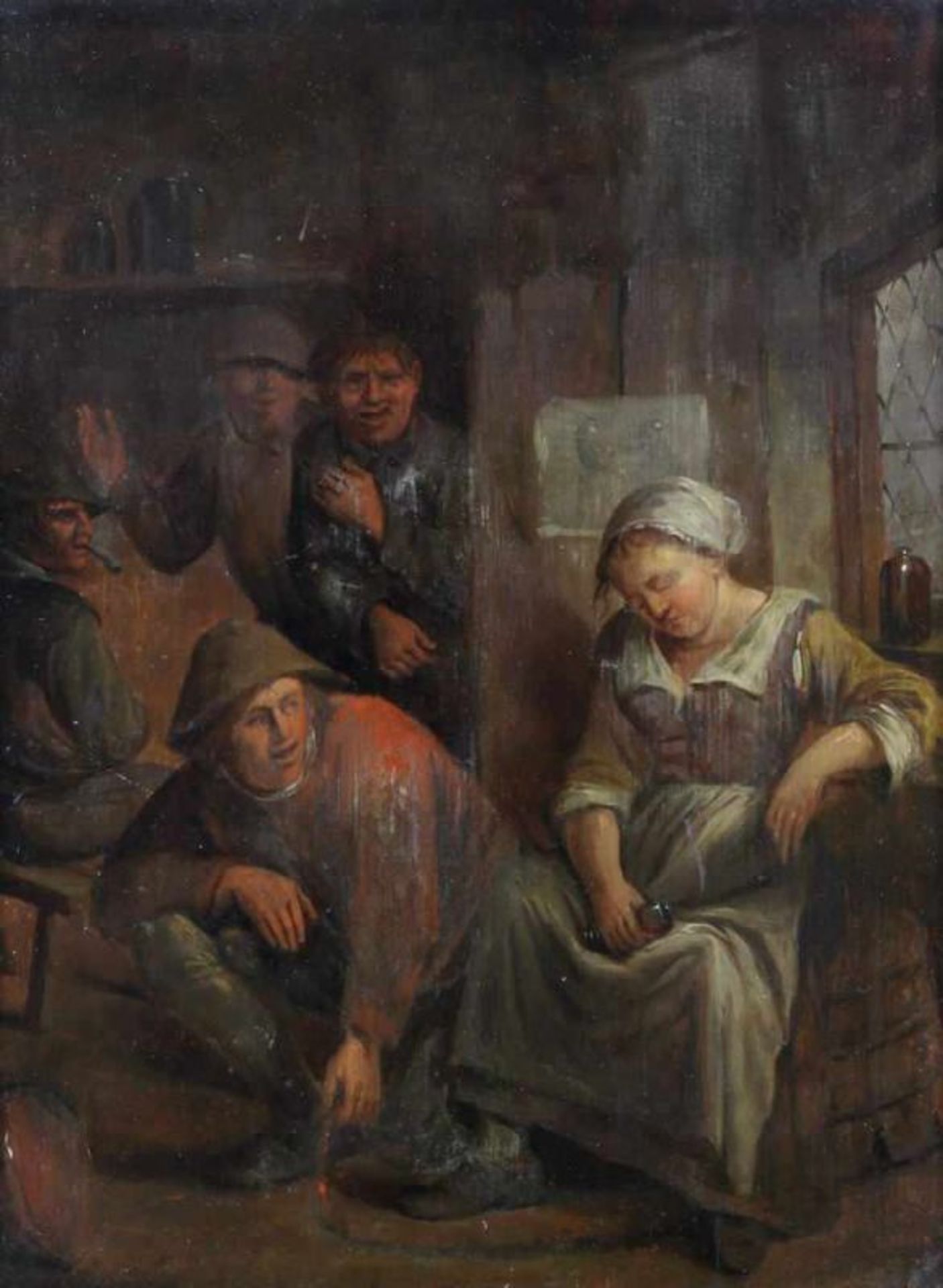 Venne, Jan van der (tätig ca. 1631 Brüssel - vor 1651), Umkreis, "In der Taverne", Öl auf Holz, 26 x