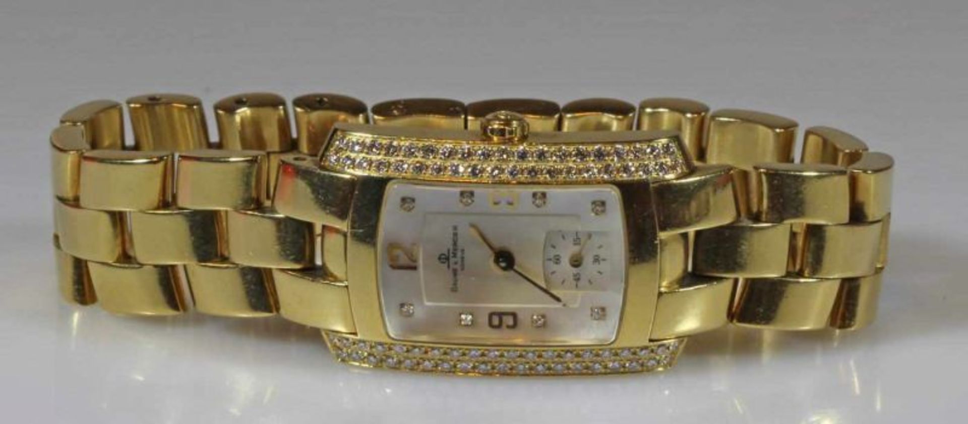 Damenarmbanduhr, Baume & Mercier, Modell Hampton, Werk-Nr. 3258322, Quarzwerk, GG 750, Lünette - Image 2 of 4