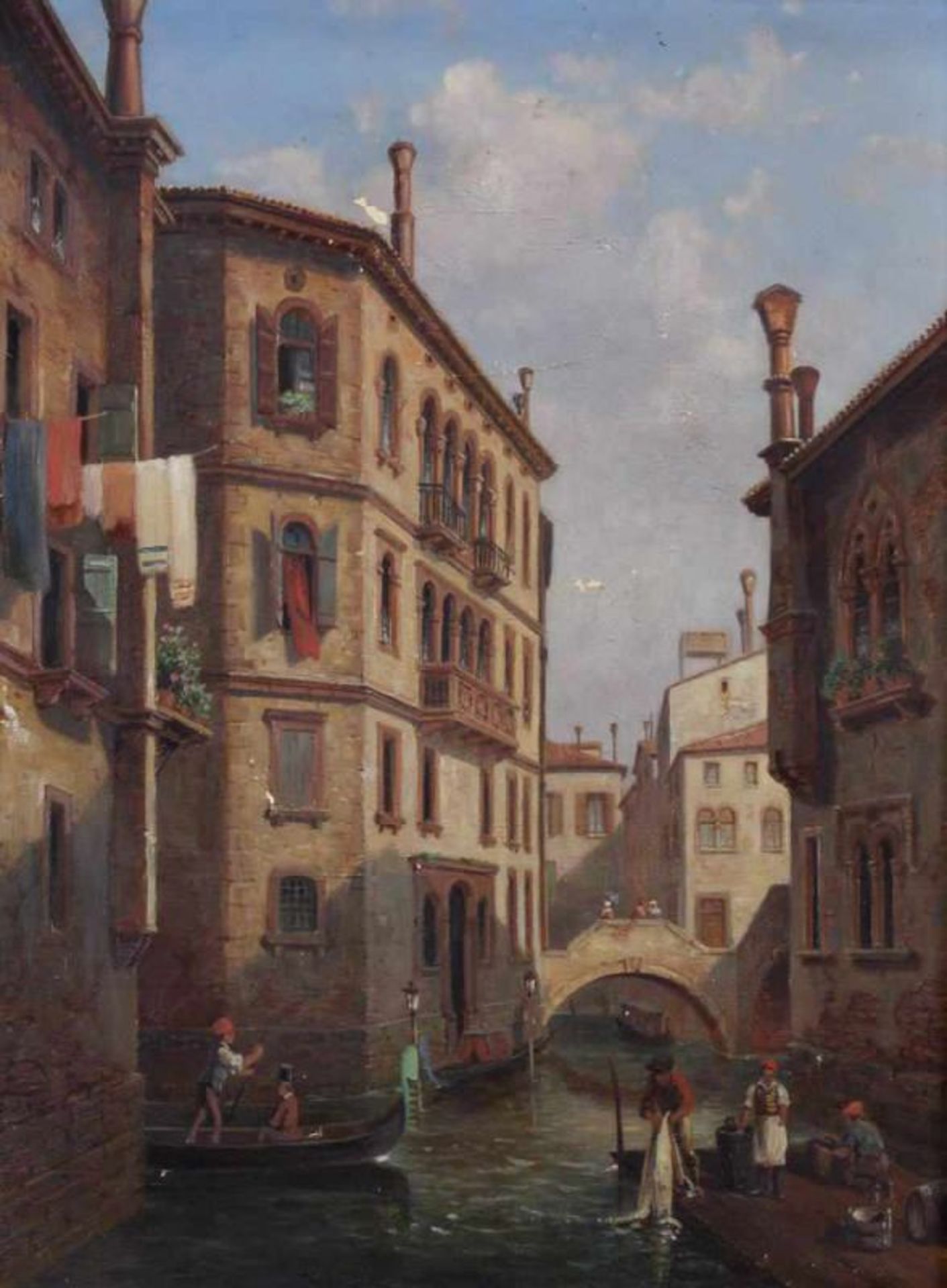 Unbekannter Maler (19./20. Jh.), "Casa di Bianca Cappello, Venedig", Öl auf Leinwand, verso