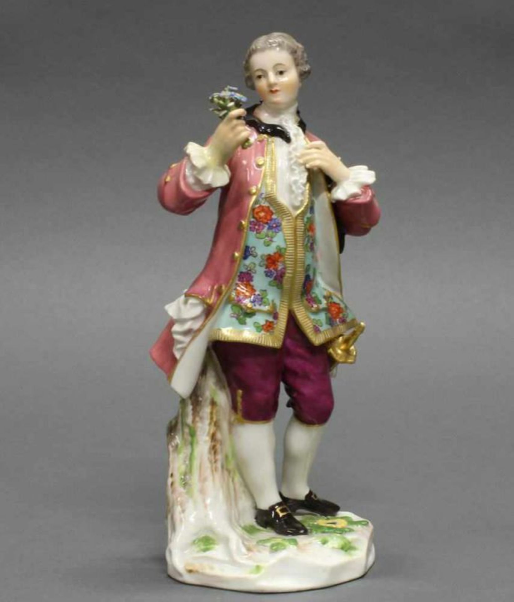 Porzellanfigur, "Kavalier mit Blumen", Meissen, Schwertermarke, 1. Wahl, Modellnummer A 58,