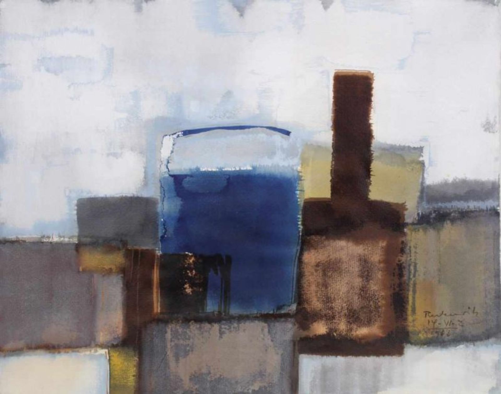 Reckewitz, Wilfried (1925 Wuppertal-Barmen - 1991), Aquarell, "Stillleben 14-VI-2", signiert und